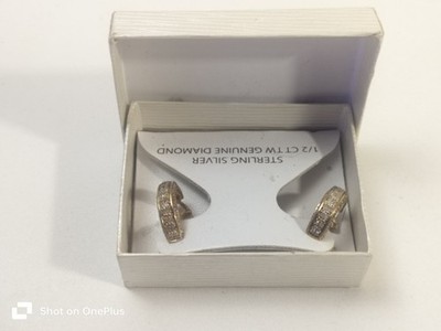 Victoria Townsend Macy's 1/2 CT TW Genuine Diamond Earrings Sterling Silver / GP