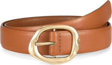 Leather Belt for Women Casual Waist Belt with Gold Buckle Fashion Ladies Belt fo