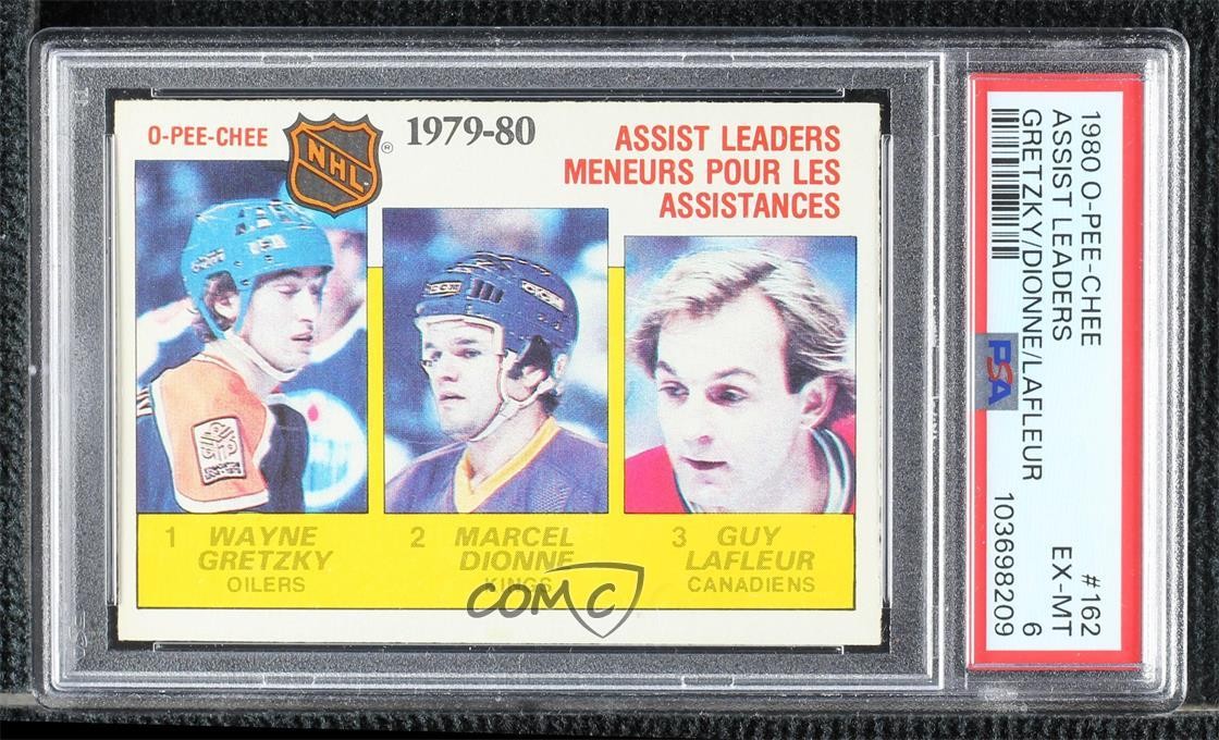 1980 O-Pee-Chee League Leaders Wayne Gretzky Marcel Dionne #162 PSA 6 HOF 1e8j
