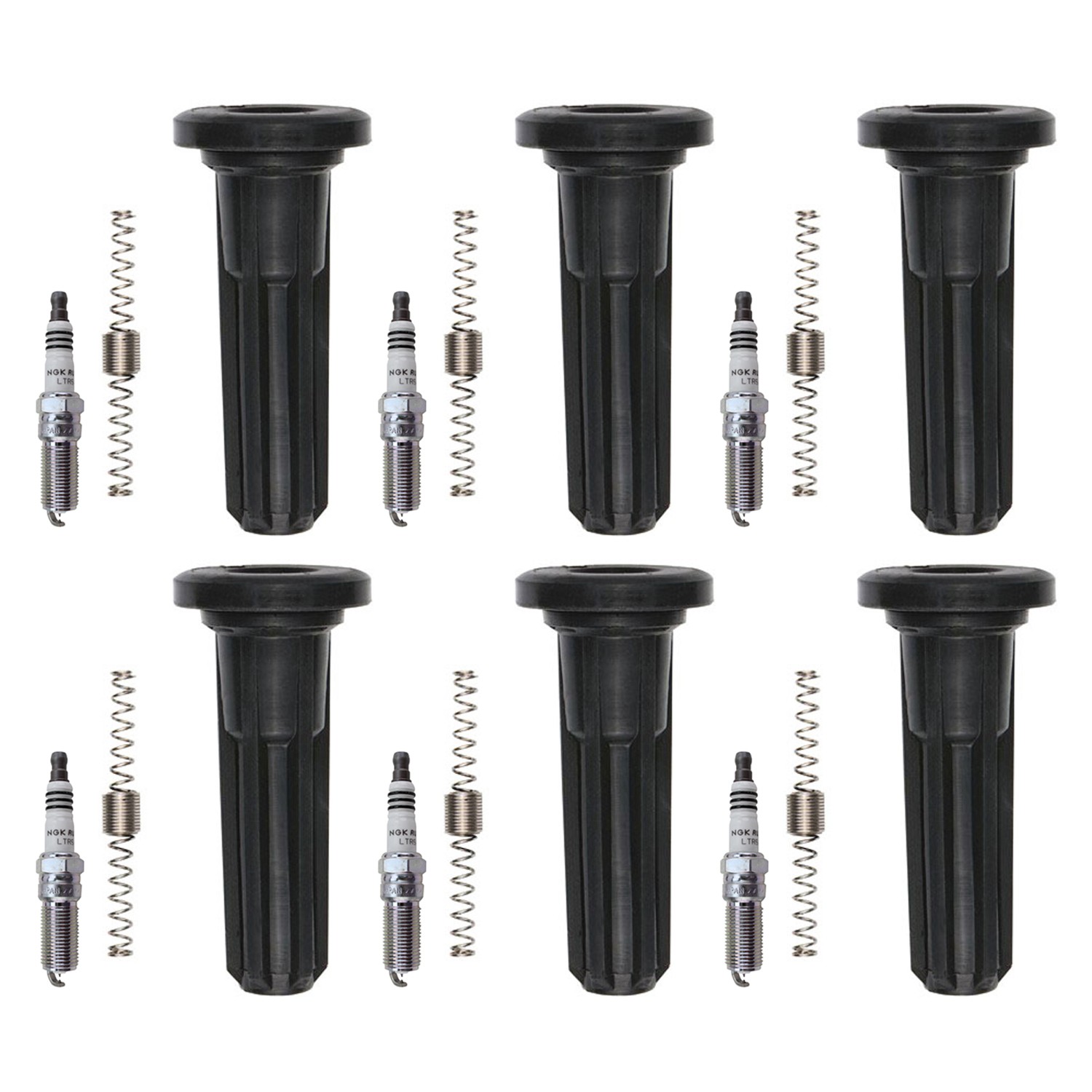 NGK 6 Ruthenium HX H. I. Spark Plugs  Denso Coil Boots Kit for Ascender Envoy