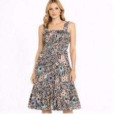 Ulla Johnson Annisa Midi Dress Women’s Size 6 Faded Coral Smocked Tiered