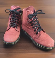 Doc Dr. Martens Shoreditch Oxblood Canvas Boots Streetwear Goth Grunge Size 6