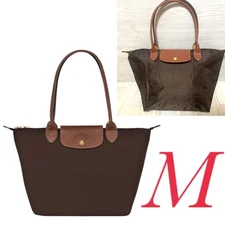 Ebony Brown LONGCHAMP Le Pliage Tote Bag M Size Shoulder Bag Outlet Products NWT
