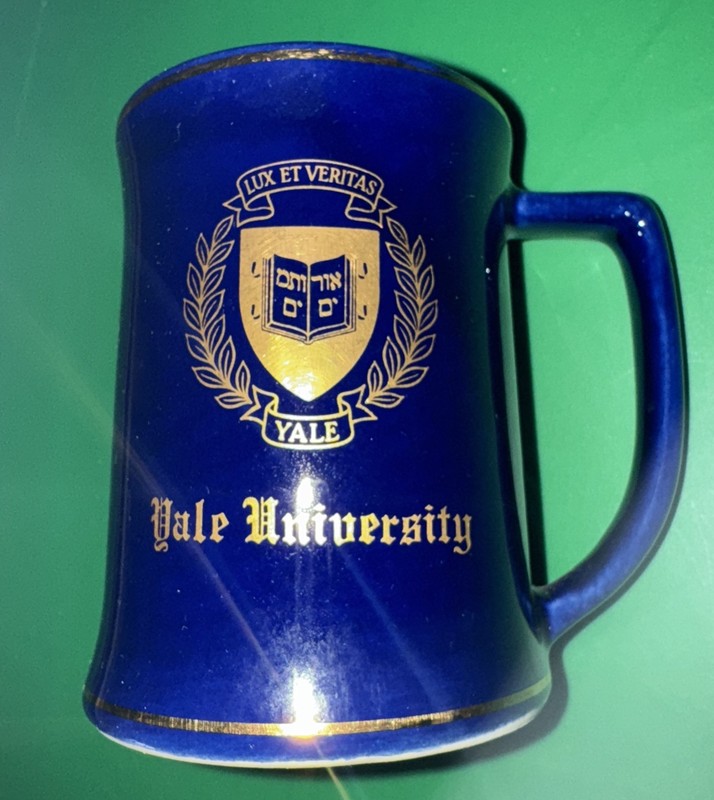 Vintage Yale University Mug Lux Et Veritas Cobalt Blue With Gold App. 4” High