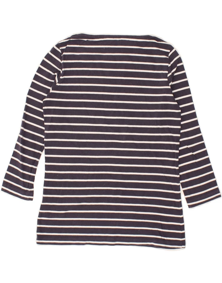 CREW CLOTHING Womens Top 3/4 Sleeve UK 8 Small Navy Blue Striped Cotton AN03 - Image 2 of 3