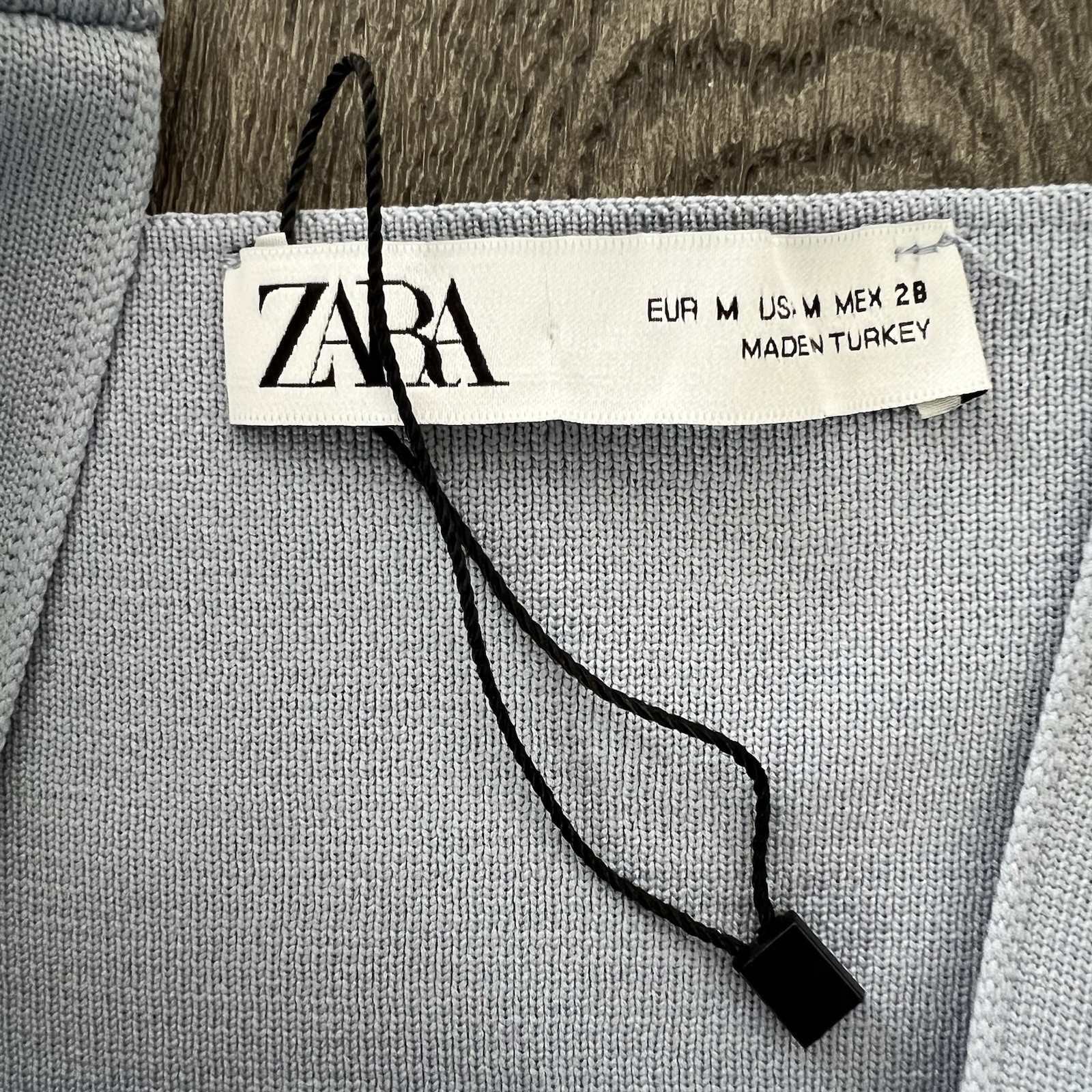 ZARA NWOT Light Blue Square Neck Knit Mini Dress Size M thumbnail 5