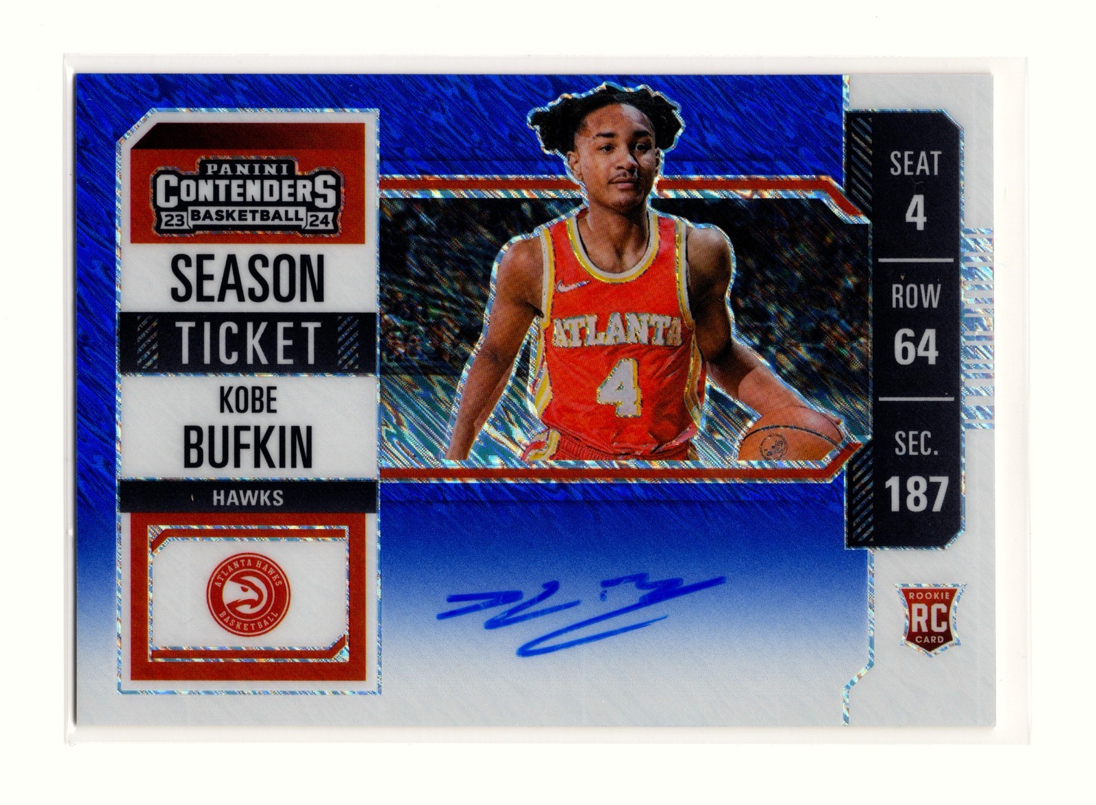 2023-24 Panini Contenders FOTL Premium Edition Blue #140 Kobe Bufkin RC AUTO /21