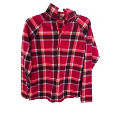 Eddie Bauer Women's Plaid Fleece Quarter Zip Pullover Size S Multicolor SI15