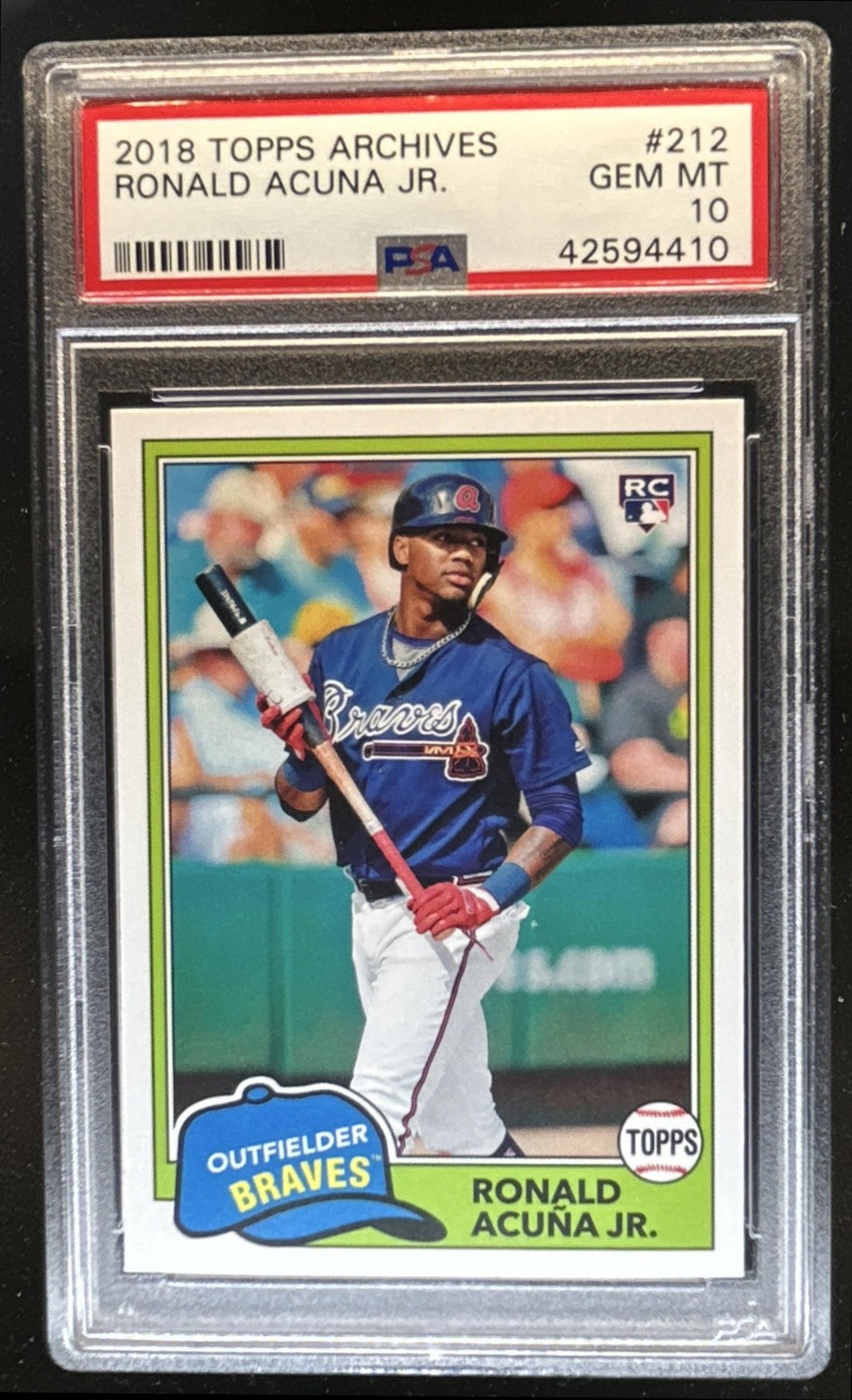 2018 Topps Archives Ronald Acuna Jr. Rookie RC #212 Braves PSA 10 GEM MINT