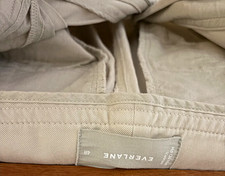 Everlane Women’s Beige Pleated Slim Tapered Twill Cotton Pants Pockets