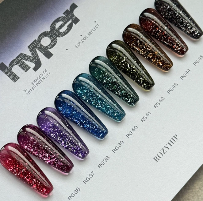ROZYHIP Flash Hyper Reflective Glitter Gel Nail Polish 10 Colors Set K-Beauty
Opens in a new window 