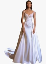 Lace and tulle wedding dresses, A-line wedding dresses, off-the-shoulder V-neck