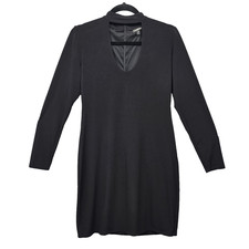 Express Black Long Sleeve Mock Neck Cutout Sheath Mini Dress Woman 12 Goth Core