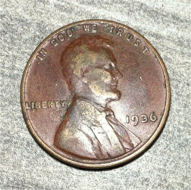 1936 Lincoln Wheat Small Cent Bronze BN, Philadelphia, Circulated