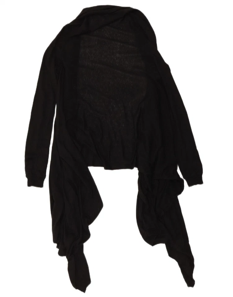 Suéter cárdigan abierto asimétrico DKNY para mujer Reino Unido 10 pequeño negro seda CF08 Foto 2 de 3