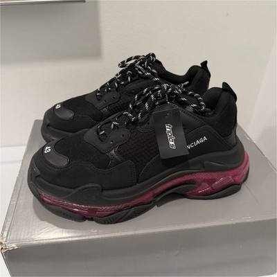 Balenciaga Triple S Clear Sole Black/Pink Neon Mesh Lace Up Men's
