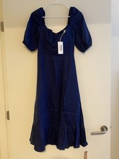Reformation Linen Belgium Dress (2) blue