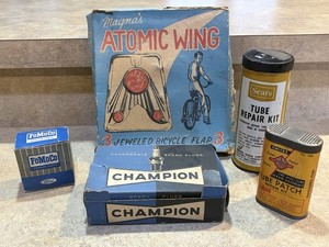 Mend Rite Sears tube tire repair Kit Atomic Wing Flap Champion Plug FORD Box LOT