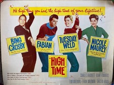High Time Original Film Poster 1960 Bing Crosby, Fabian half sheet