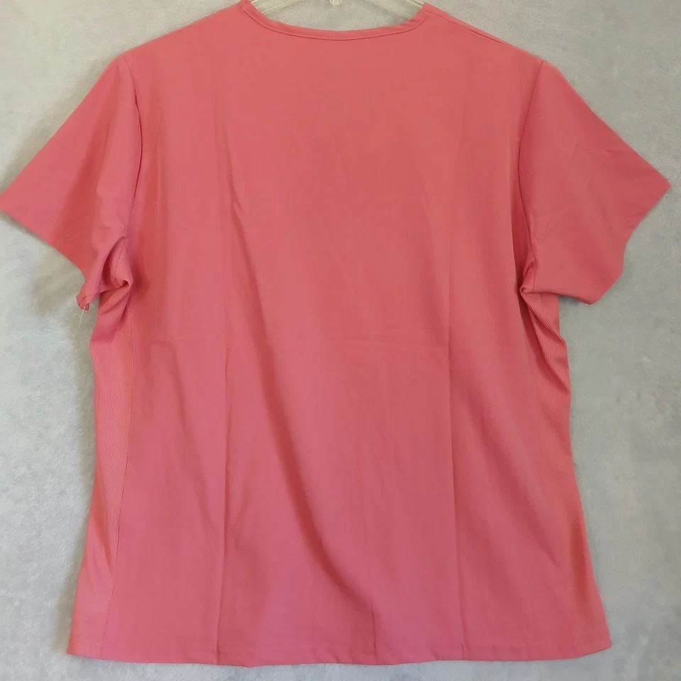 全新带标签 Just Scrubs 女式 2XL 套装西瓜粉色 4 弹力现代版型 (32 英寸内缝) — 第 4/4 张图片