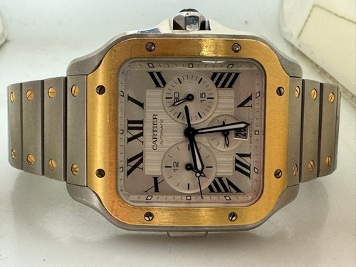 Cartier Santos XL Chronograph 18k Gold /Steel Mens Watch W2SA0008 4183