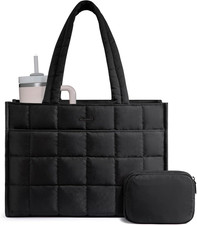 Tote Bag for Women, Puffer Work Handbag 15.6 Inch Laptop Purse for Nurse Teacher