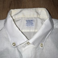 Vtg 50s Arrow Air Male Shirt Sanforized Wash n Wear White Mitoga USA Mens 15.5