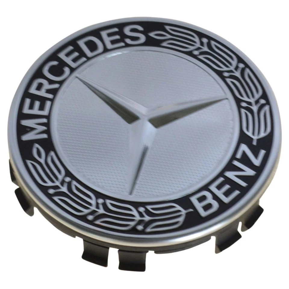 Tapa central de rueda OEM corona de laurel negra con estrella para Mercedes Benz Foto 4 de 4
