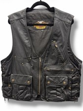Vintage Harley Davidson Leather Motorcycle Vest USA Made Biker Riding Gear Cargo