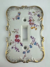 Vintage Single Floral Light Switch Plate Cover Porcelain Flower Victorian Gold