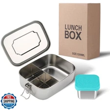 LEEPENK Stainless Steel Bento Box (40oz) with 6oz Condiment Container for Wom