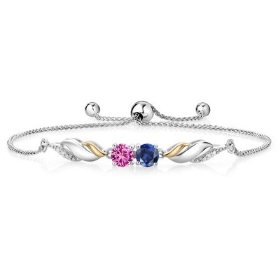 1.17 Ct Created Sapphire Pink Created Sapphire 925 Silver and 10K Yellow Gold