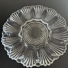 Vintage Indiana Glass Hobnail Deviled Egg Platter 1940s Dew Drop Bubble Glass #2