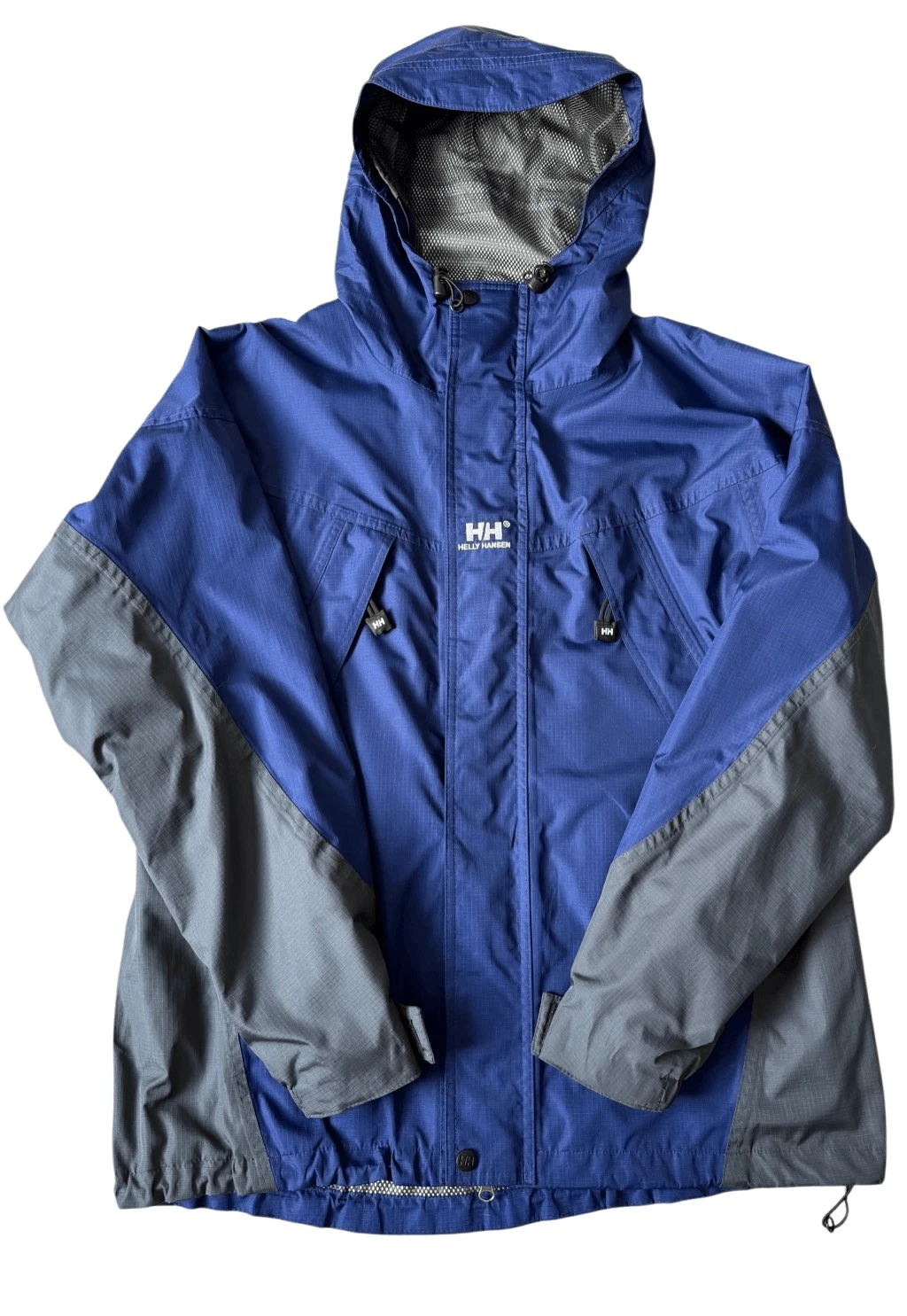 Helly Hansen Jacket Hooded Helly Tech Ski Snow Windbreaker Blue Gray size Medium