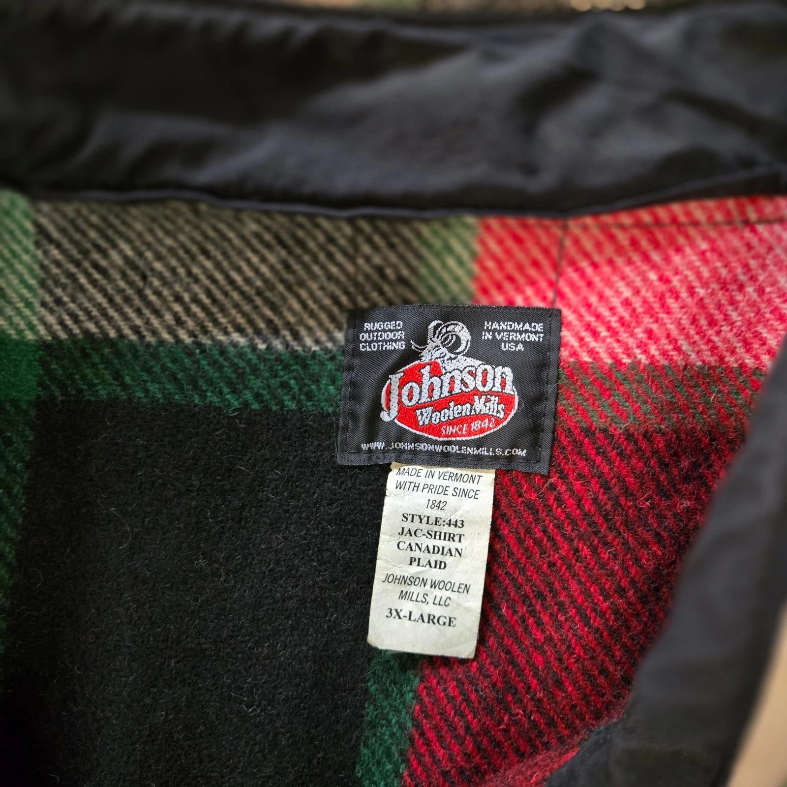 Johnson Woolen Mills Jac-Shirt Canadian Plaid Wool Jacket Mens 3XL Made in USA - product detail image 8