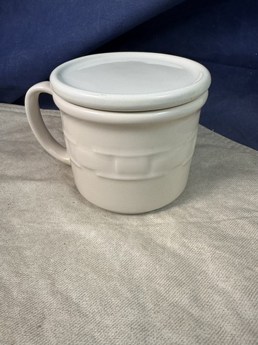 Longaberger Pottery Woven Traditions Coffee Cup Ivory 16 Oz w/Lid or Saucer