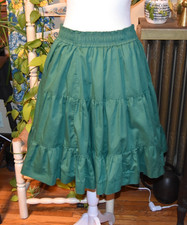 Vintage 1970s Pete Bettina Elastic Waist Tiered Mini Skirt Green Size Large