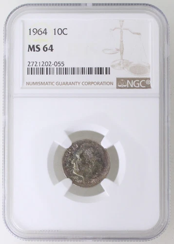 1964 P Roosevelt Silver Dime 10C NGC MS64 Toned