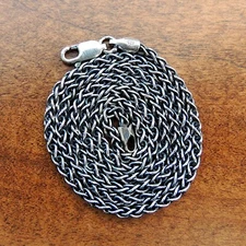 2.5mm Sterling Silver Oxidized Wheat Necklace Chain for Pendants (.925 Silver)
