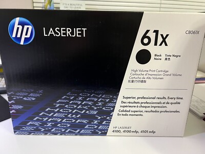 New Genuine HP 61X Black Toner Cartridge Box HP LaserJet 4100 4100 ...