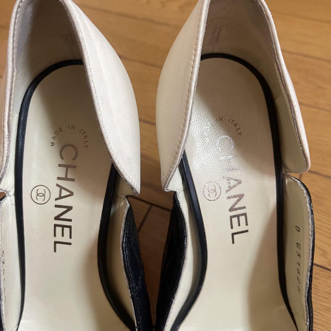 Chanel Pumps Heels Matelasse Patent Leather Black White Size 37 US About7 Women thumbnail 11
