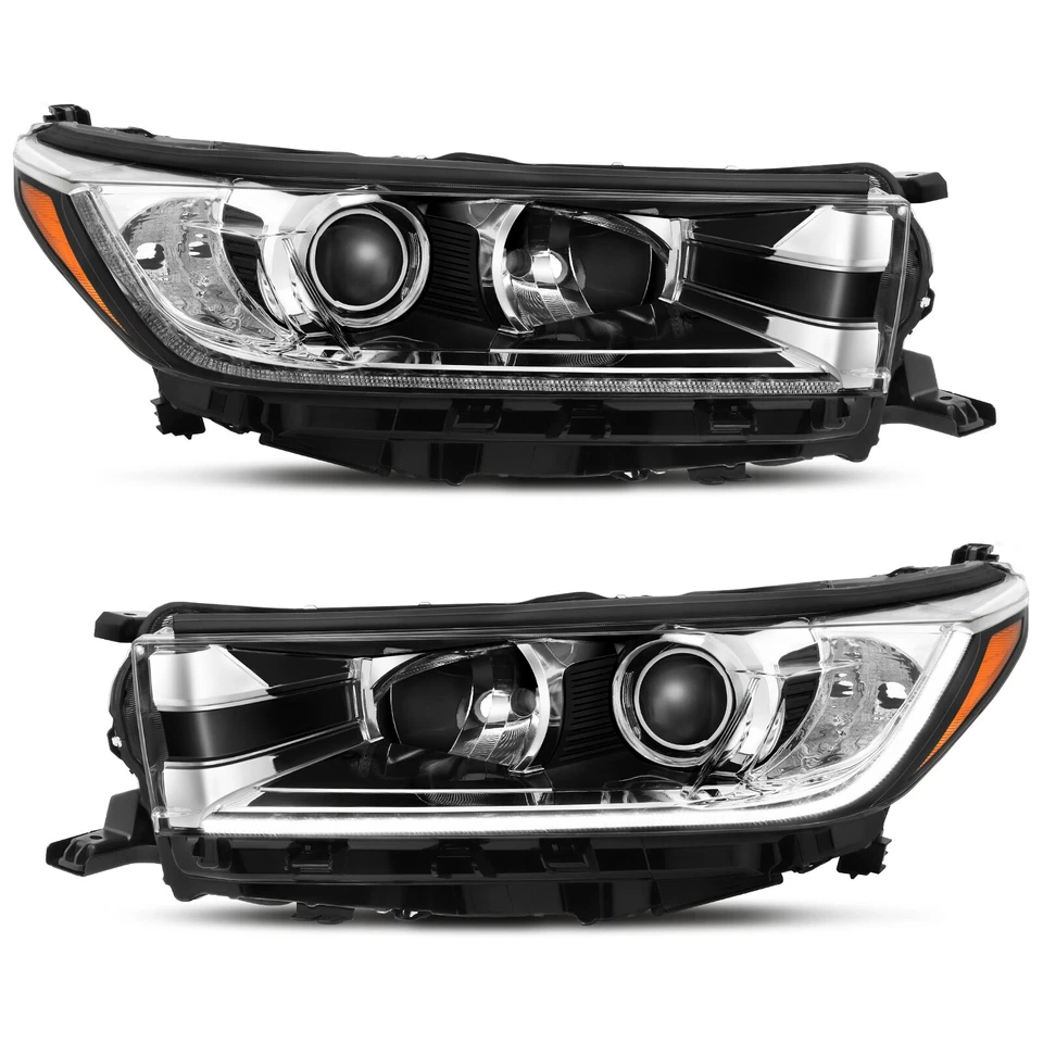 LED DRL Headlights For 2017 2018 2019 Toyota Highlander Black Housing Pair LH+RH Foto 3 de 4