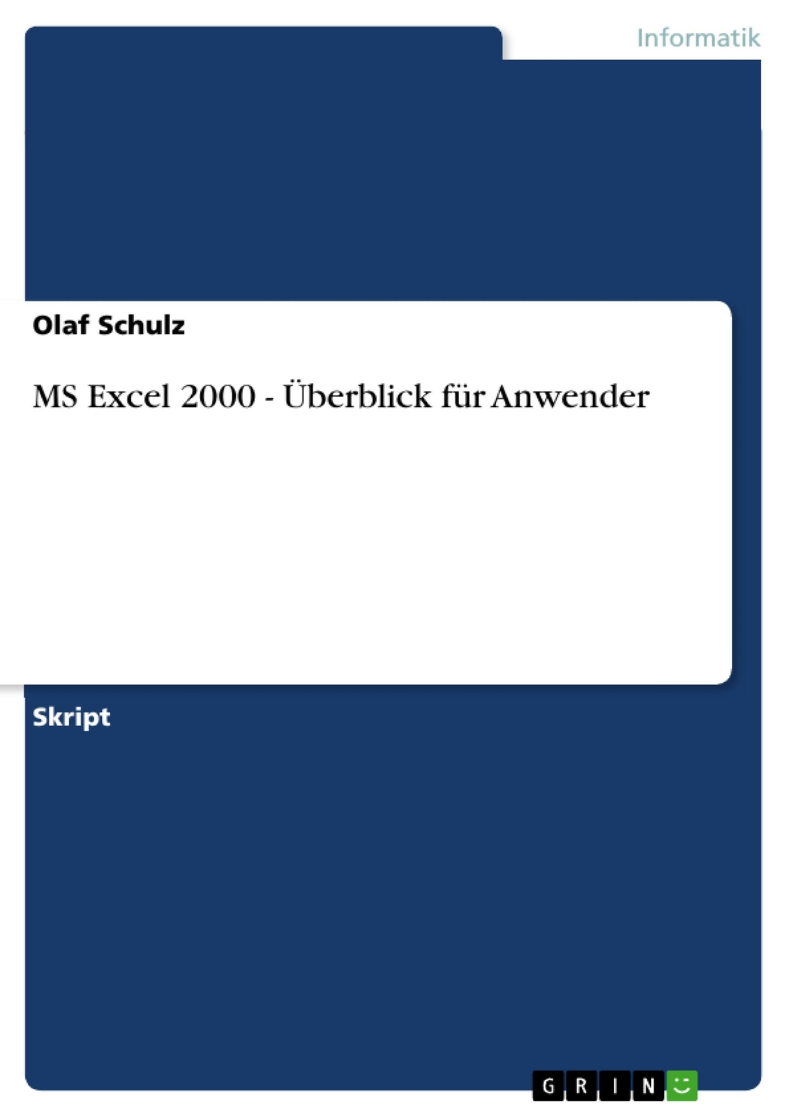 Thumbnail - Ms Excel 2000 - Überblick Für Anwender | Buch | 9783638696784
