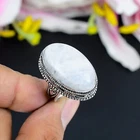 White Rainbow Moonstone Ring Gemstone Handmade Jewelry 925 Sterling Silver Ring