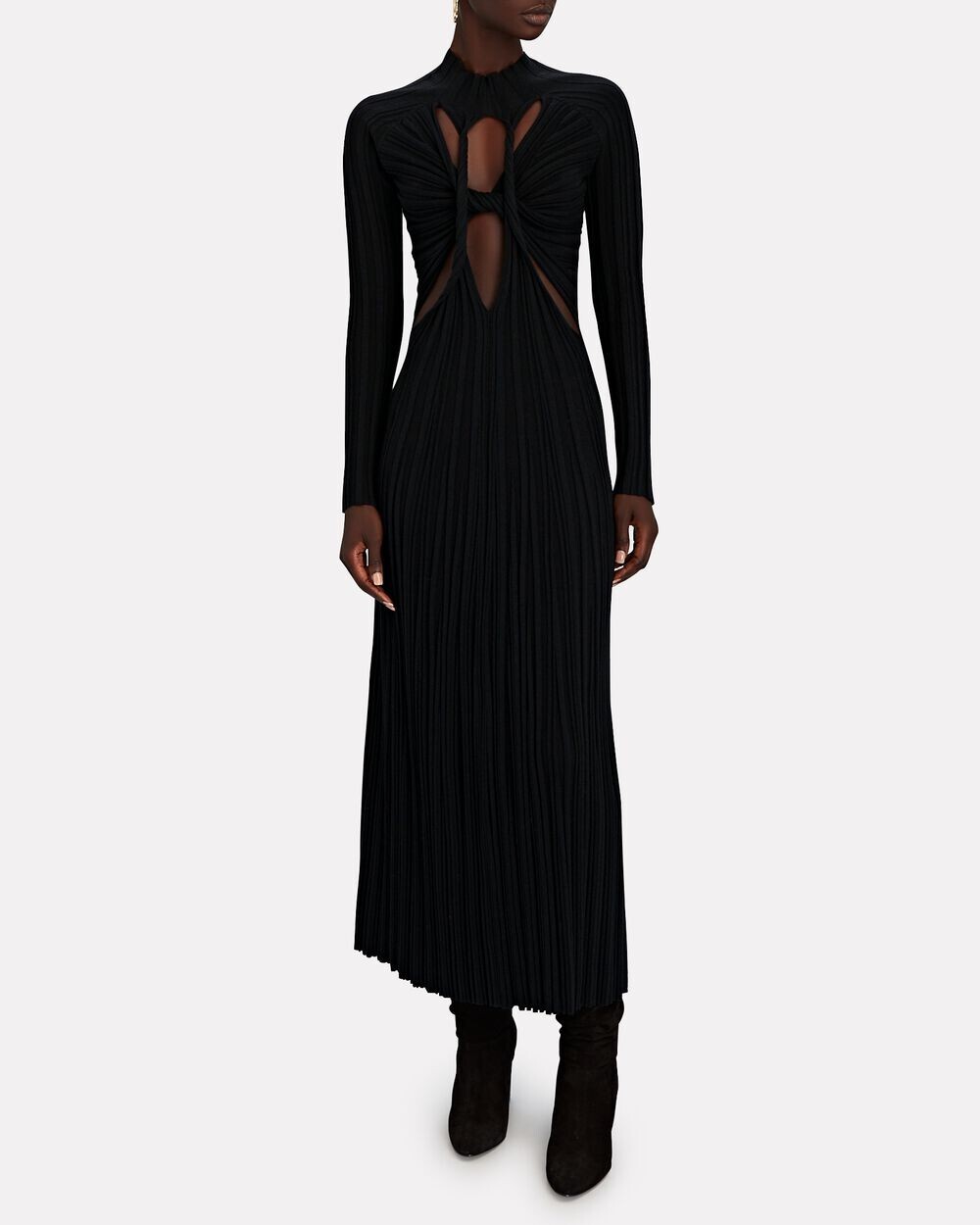 Dion Lee L107204 Women’s Black Lung Twist Rib Knit Midi Dress Size L/8