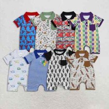 Baby Boys Brother Summer One-piece Suit Short Sleeve Romper With Pocket