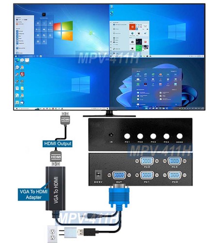 4-Channel Quad PC Split-Screen Processor IR Remote VGA Output 1080p HD output - Picture 8 of 8