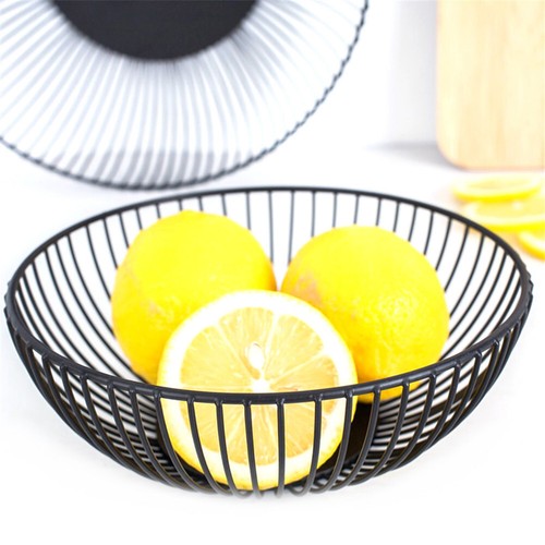 Round Fruit Wire Basket Iron Art Bowl with Hollow Design Storage Organizer - Picture 11 of 14
