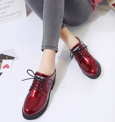 Women Round Toe Thick Heels Lace Up 