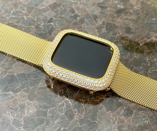 Bling Apple Watch Series 4/5/6/SE Ramka Etui Twarz Cyrkonia Diament Złoto 44 mm - Zdjęcie 3 z 7